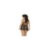 Nuisette noir Selma grande taille, en dentelle, avec armatures et string assorti inclus 
